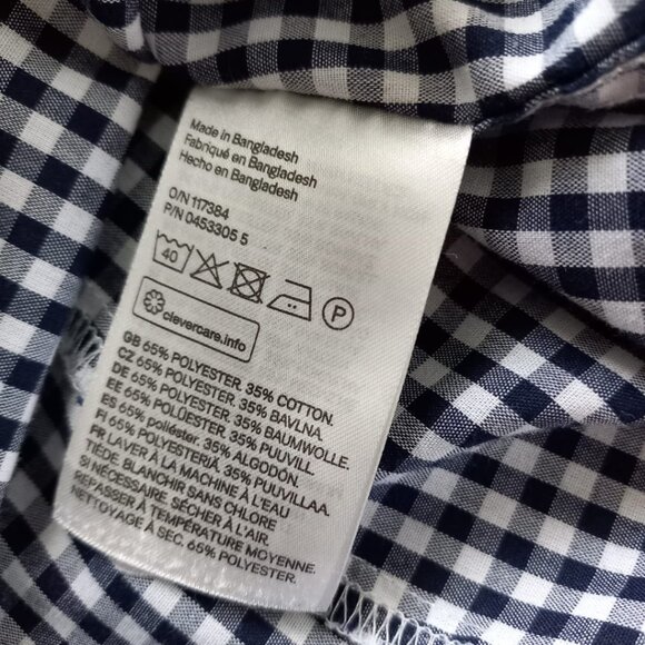 H&M Navy Gingham Men’s Shirt - Long Sleeve Button-Down, Size S - Picture 8 of 12